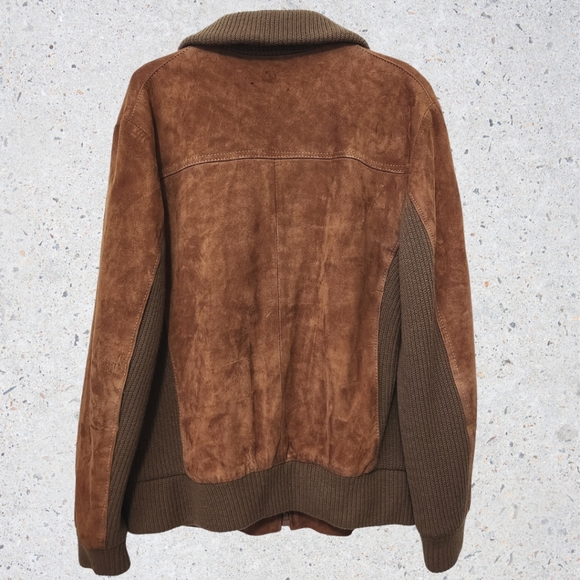 Vintage Aviator Bomber Jacket Zip Up Brown 100% Soft Lamb Suede Leather Medium - Picture 2 of 10
